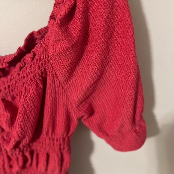 Anthropologie Pilcro Puff Sleeved Crop Top in Rose Red Pink Small - Picture 8 of 12